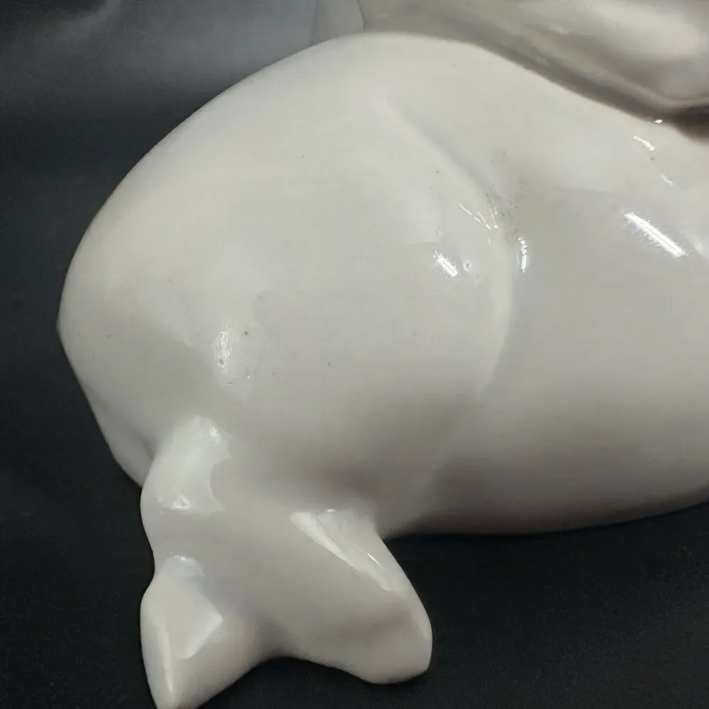 VTG USA Fine Porcelain Pig Figurine 6.25” Resting Pigs Mid Century Decor